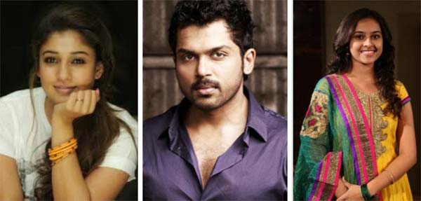 karthi,colorful heroines,nayanthara,sridivya,karthi tamil actor,kashmora  కార్తి పక్కన కలర్ ఫుల్ హీరోయిన్స్!